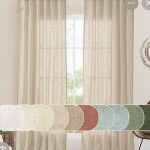 Light filtering quality faux Linen Curtains tan/beige NEW 2 panels